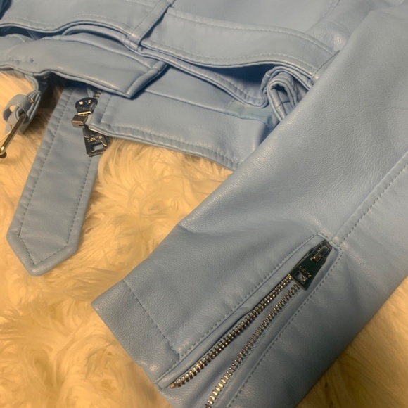 Sky blue Levi faux leather moto jacket - Picture 3 of 3